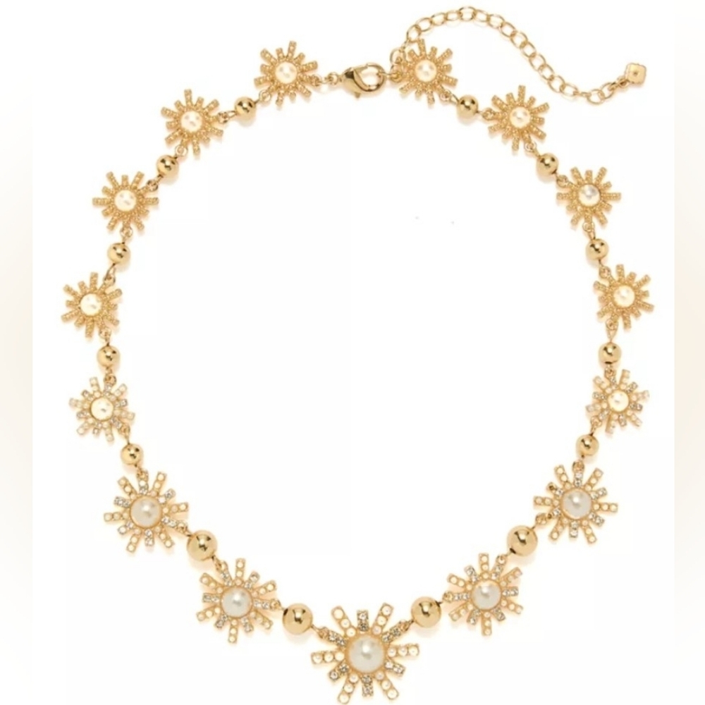 New Crown & Ivy Sunburst Pearl & Crystal Necklace